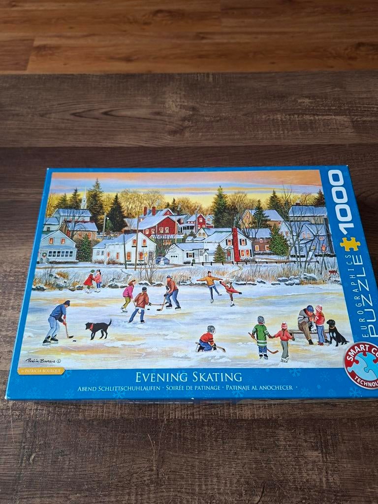Eurographics Legpuzzel 'Evening Skating' 1000 stukjes, Hobby en Vrije tijd, Denksport en Puzzels, Ophalen of Verzenden, 500 t/m 1500 stukjes