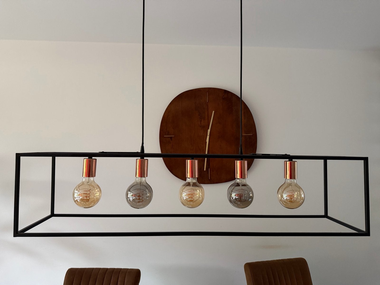 Moderne hanglamp met koperkleurige fitting, Ophalen, Zo goed als nieuw, Metaal, E27 (groot)