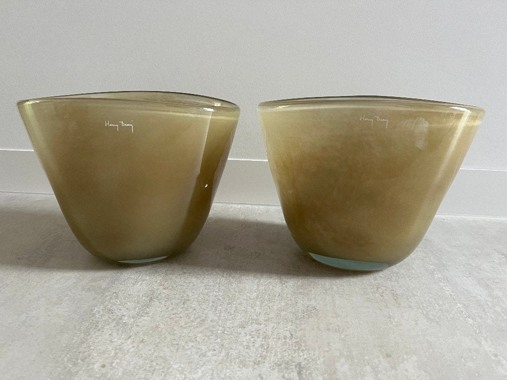 Henry Dean glazen vazen/potten, Ophalen, Gebruikt, Glas, 20 cm