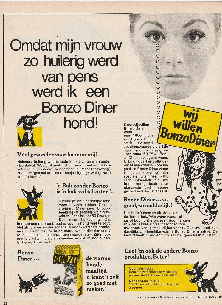 retro reclame 1970 Bonzo hondenvoer Etten-Leur zo makkelijk, Verzamelen, Verzenden, Overige typen