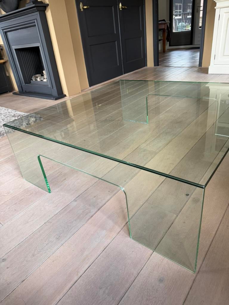 Rolf Benz glazen salontafel, 100 tot 150 cm, Vierkant, Tijdloos, Minder dan 50 cm