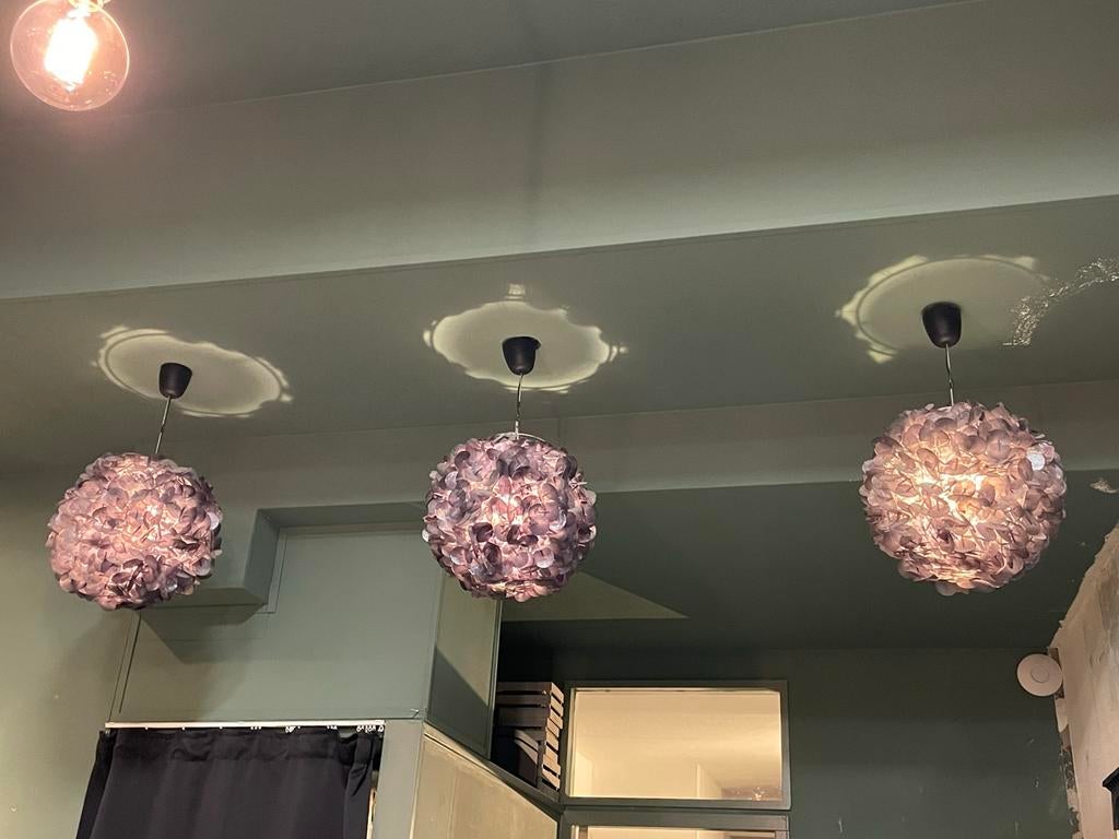 3 Schelpen hanglampen, Ophalen, Zo goed als nieuw, Overige materialen, Minder dan 50 cm