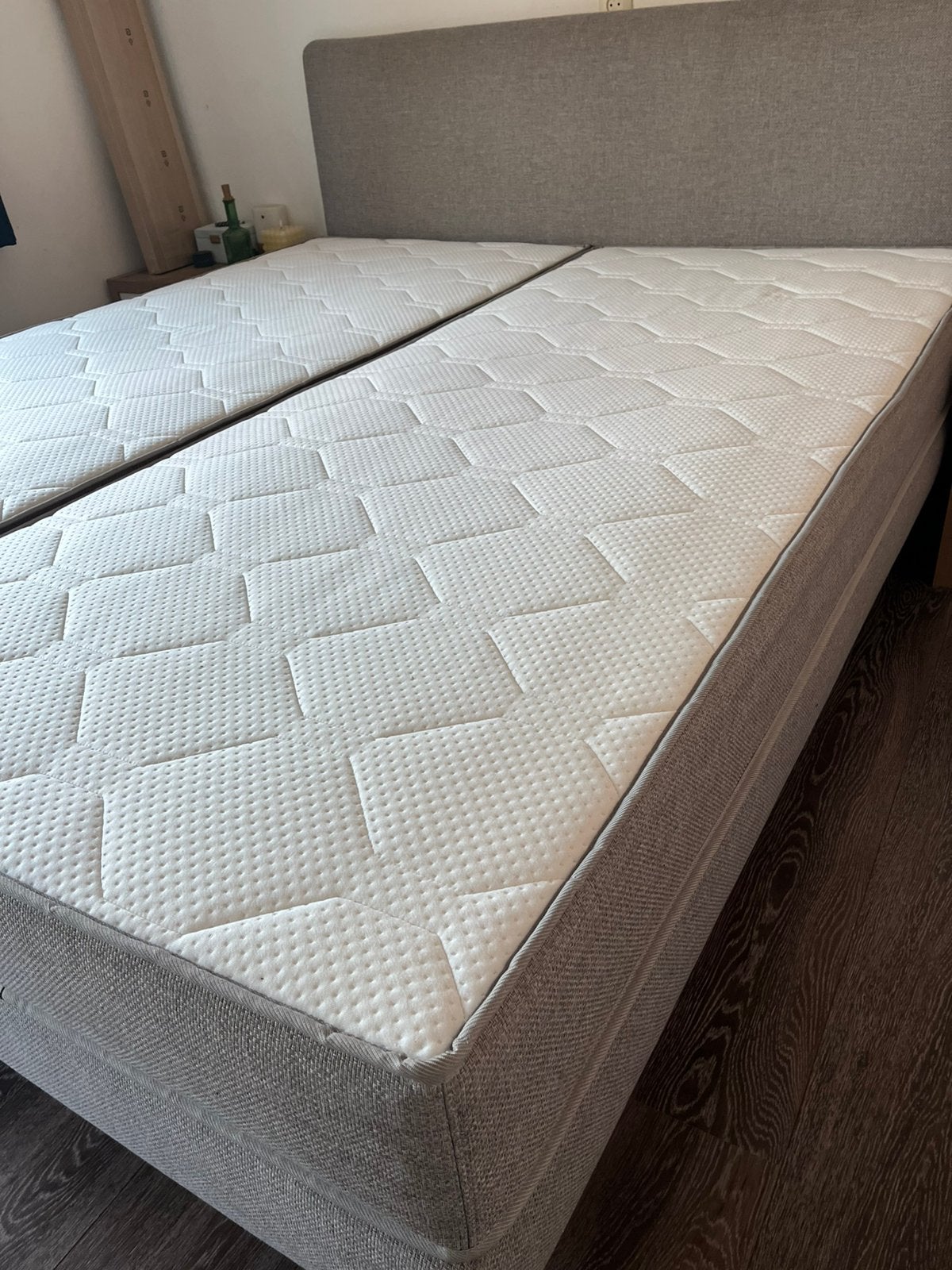 Twee Auping boxspring matrassen, Ophalen, 90 cm, Tweepersoons, Zo goed als nieuw
