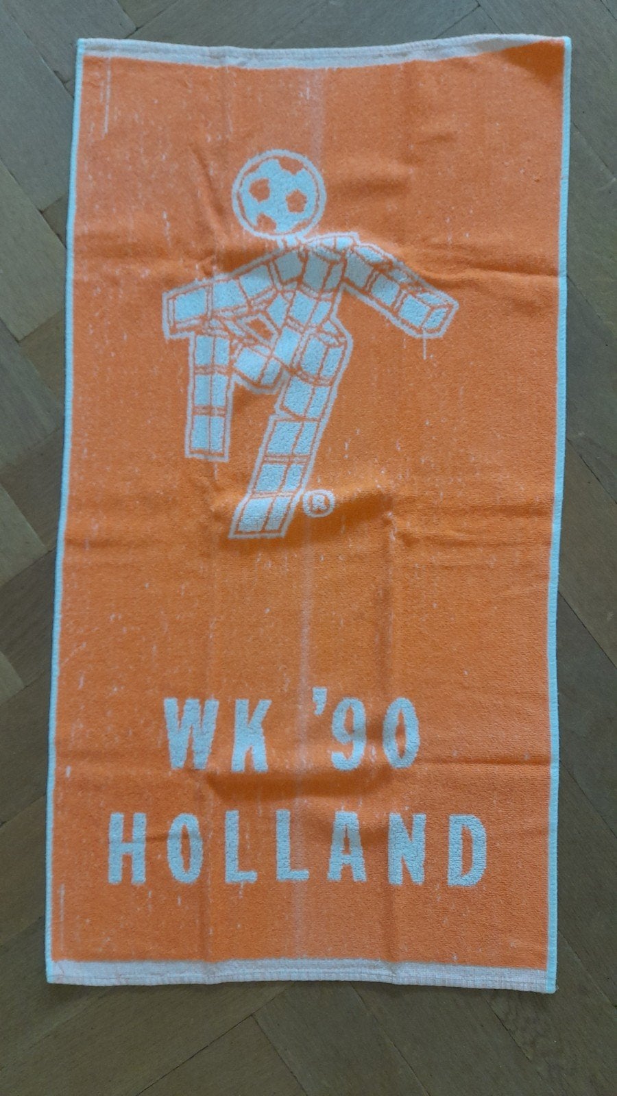 Vintage WK '90 Holland handdoek, Ophalen of Verzenden, Gebruikt, Overige sporten, Overige typen