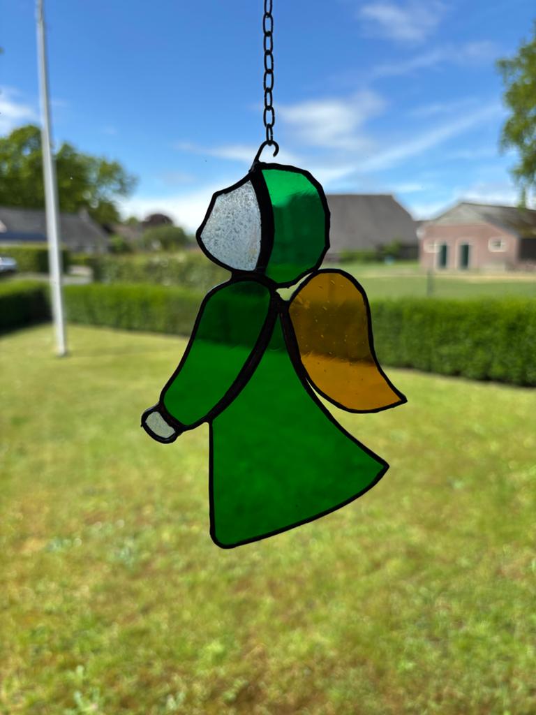 Tiffany engel groen - handgemaakt glas in lood, Ophalen