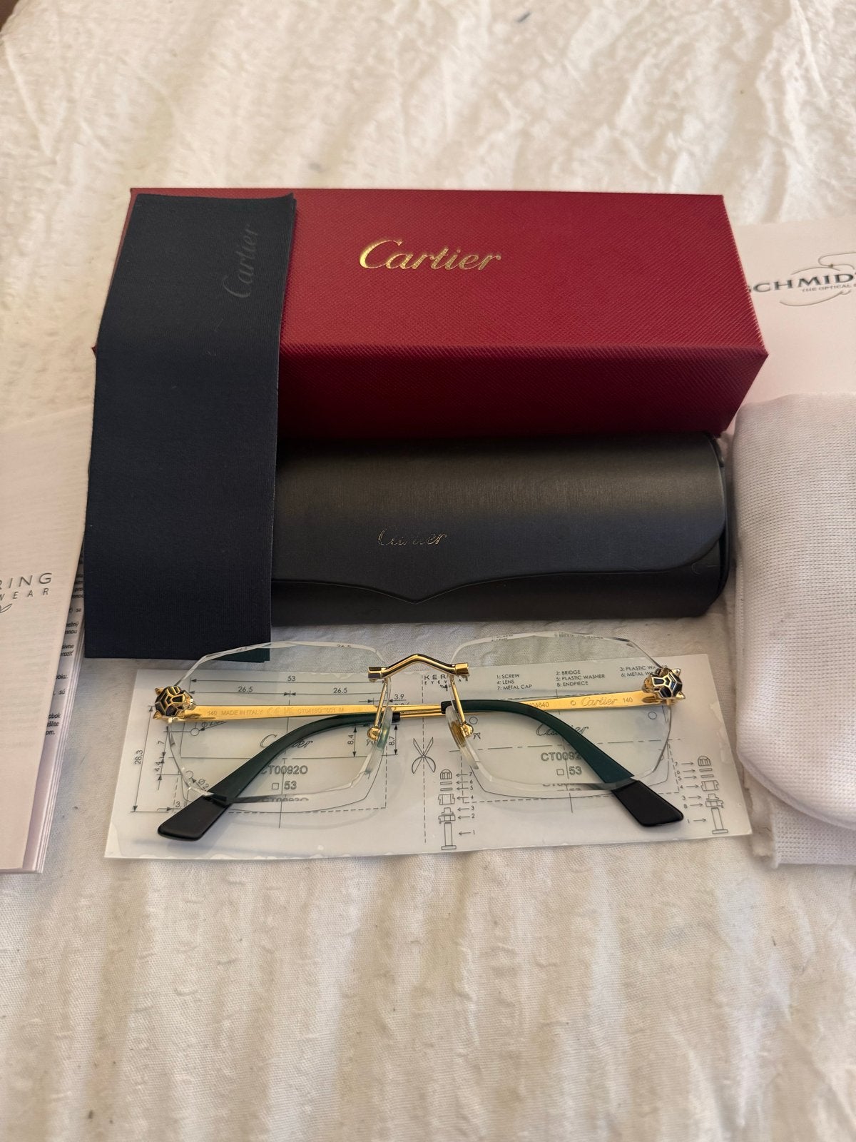 Custom Cartier Bril met 3 extra glazen en accessoires, Sieraden, Tassen en Uiterlijk, Zonnebrillen en Brillen | Heren, Ophalen