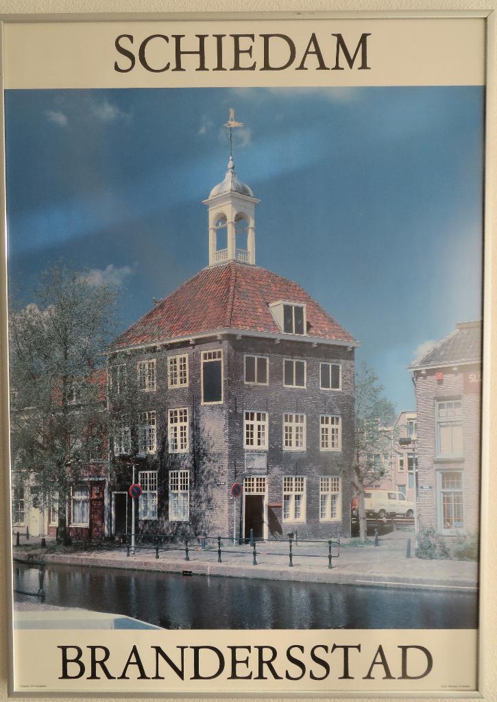 Ingelijste poster - Schiedam Brandersstad, Rechthoekig Staand, Ophalen of Verzenden, Zo goed als nieuw, A1 t/m A3