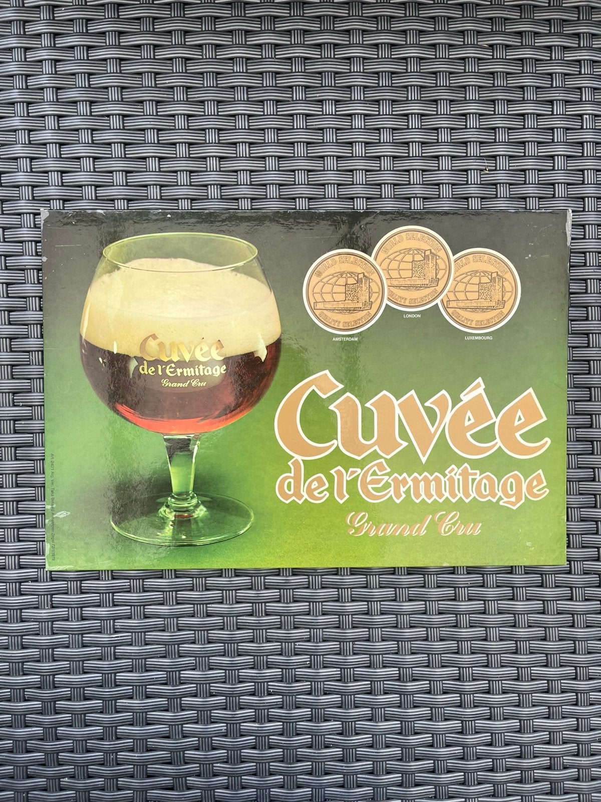 Reclamebord voor Cuvée de l’Ermitage Grand Cru uit 1979, Reclamebord, ?, Zo goed als nieuw, ?