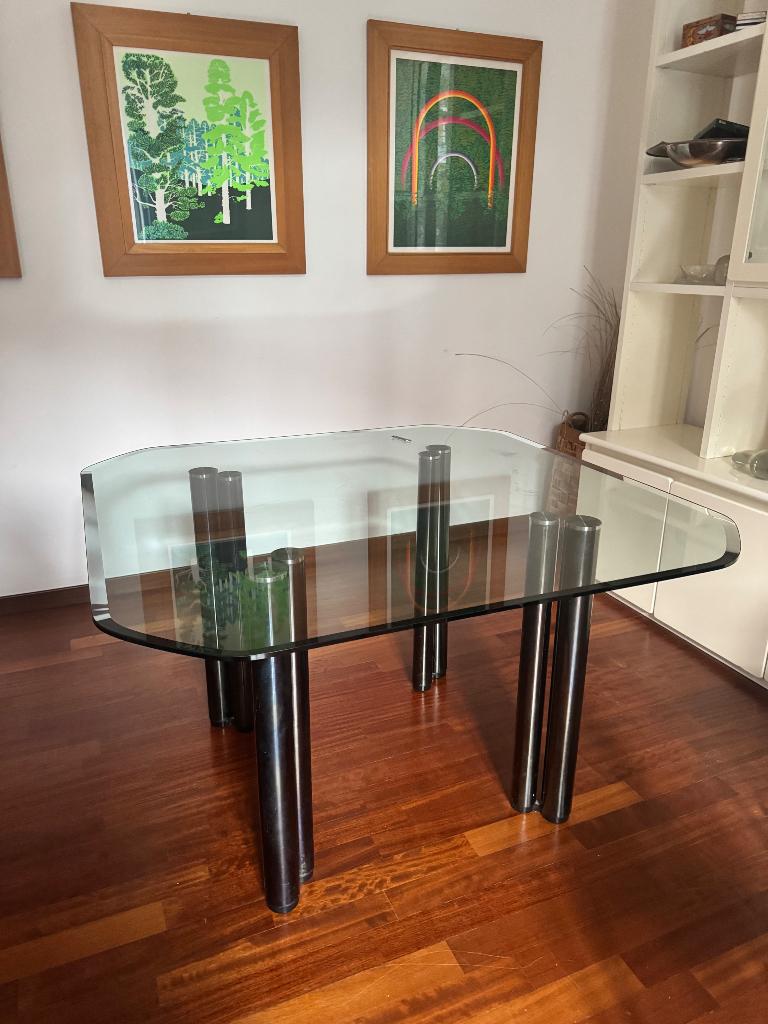 Vintage dinner table by Marco Zanuso, Vierkant, Ophalen of Verzenden, Zo goed als nieuw, Vijf personen of meer