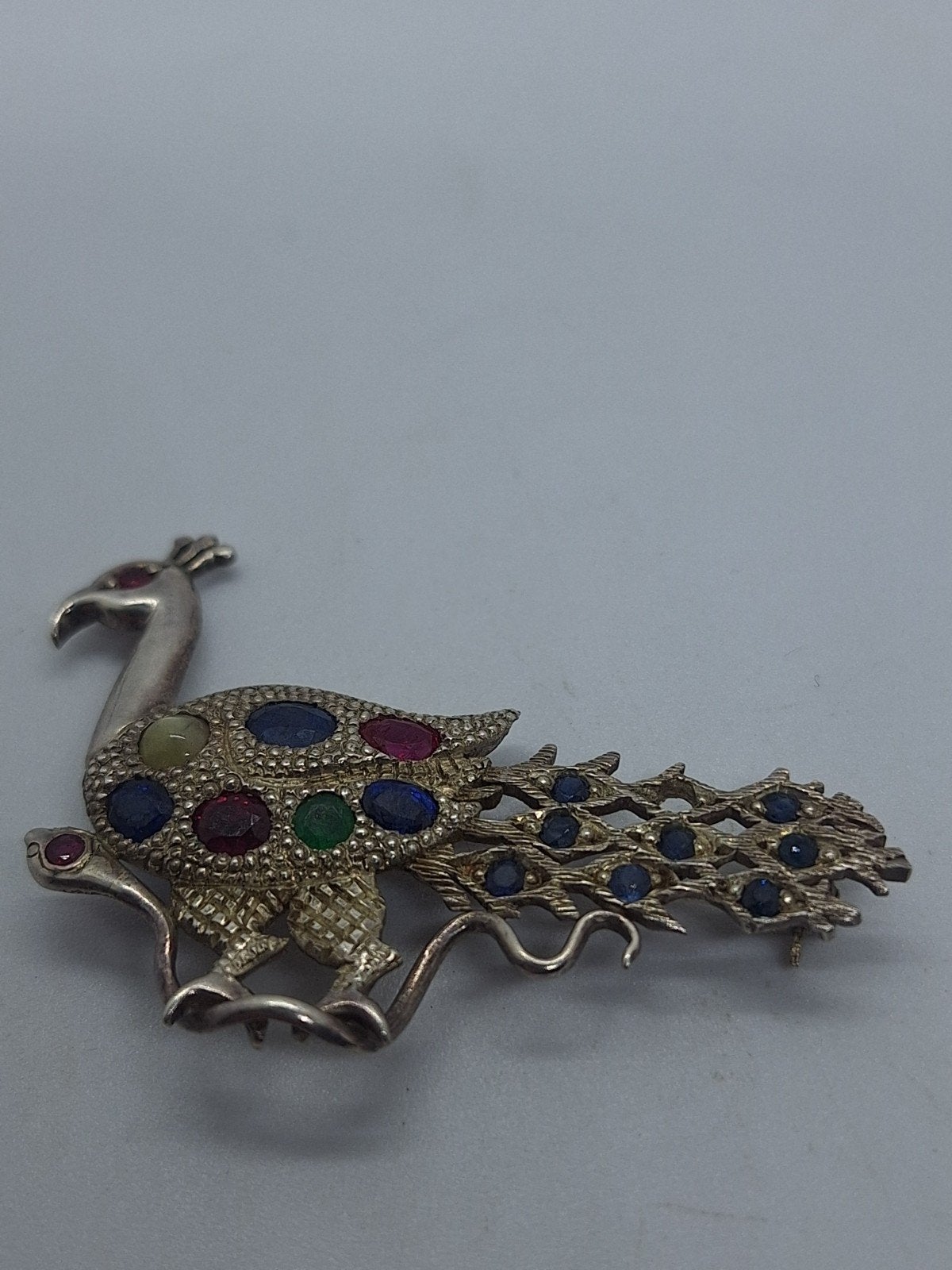 Prachtige Pauw Broche met Edelstenen en Zilver Markasiet, Ophalen of Verzenden