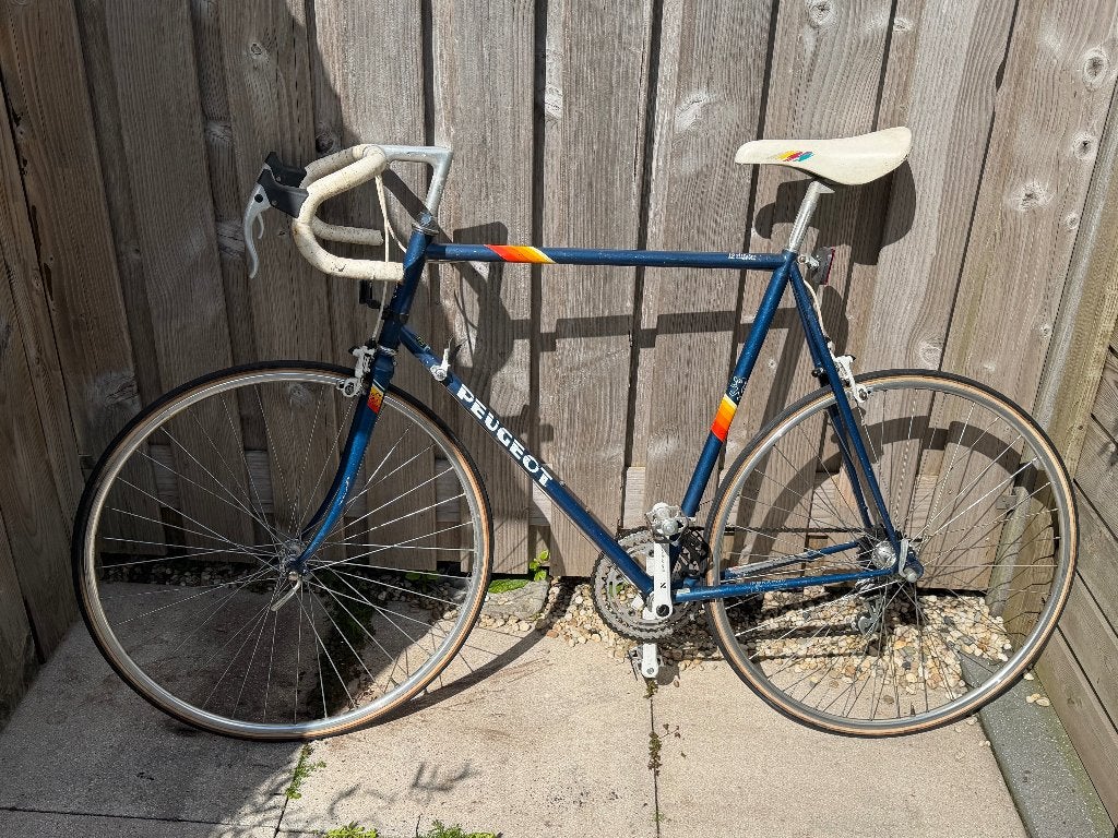 Iconische Retro Peugeot Mont Blanc jaren 80 racefiets, 28 inch, Gebruikt, 10 tot 15 versnellingen, 61 tot 65 cm