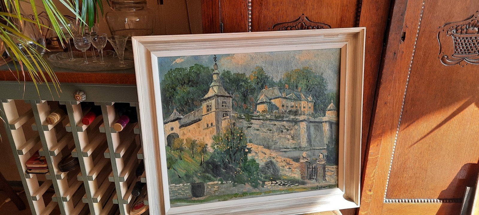 Olieverfschilderij C.H. Dijkman - Kasteel Zuid-Limburg, Antiek en Kunst, Doek, Ophalen of Verzenden, Landschap, Gesigneerd