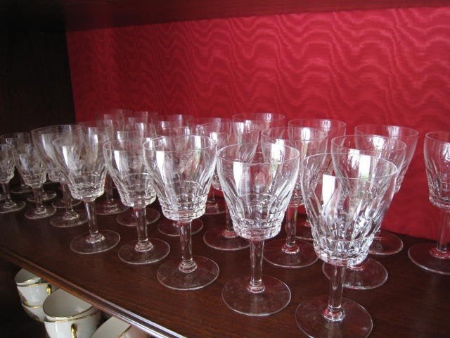 Set van 43 kristallen wijnglazen Val Saint Lambert, prachtig, Ophalen of Verzenden