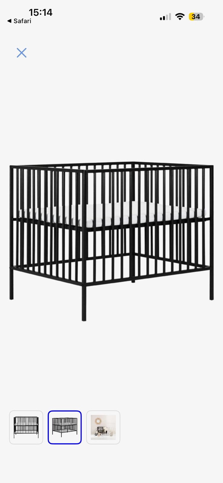 Europe Baby Box Liam Black 80x100, Ophalen, Zo goed als nieuw, Rechthoekig, In hoogte verstelbaar