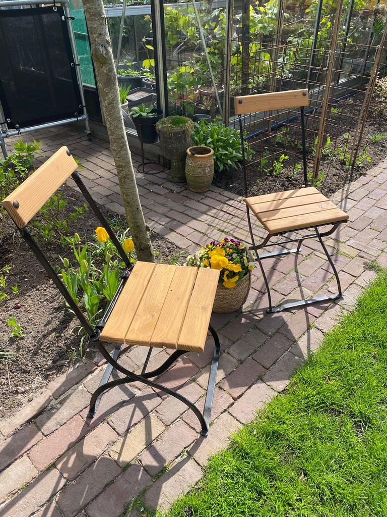 Bistro Tuinstoelen, Tuin en Terras, Tuinstoelen, Gebruikt, Metaal, Inklapbaar, Ophalen