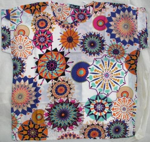chiffon blouse met desigual dessin maat L/XL nooit gedragen, Ophalen of Verzenden, Nieuw, Maat 42/44 (L), Meerkleurig