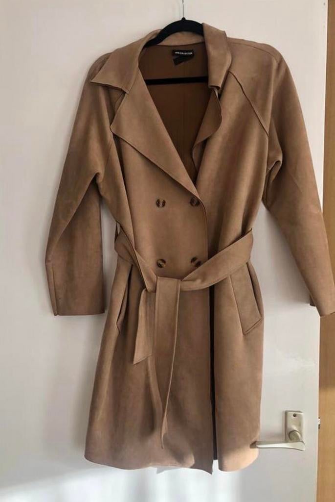 New collection trench coat  one size suede look, Ophalen of Verzenden, Zo goed als nieuw, Maat 42/44 (L), Bruin