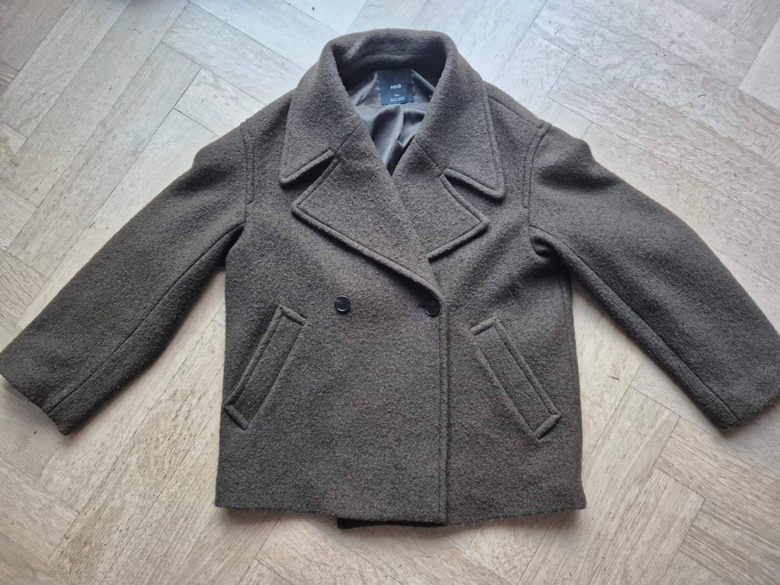 mooie dames wollen jas khaki mt S Mango zgan!, Mango, Ophalen of Verzenden, Zo goed als nieuw, Maat 36 (S)