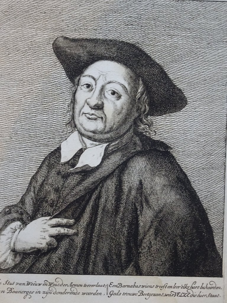 Ets portret predikant Hendrik Velse, GJ Xaverij, 18e eeuw, Portret, Origineel, 1700 - 1799, Verzenden