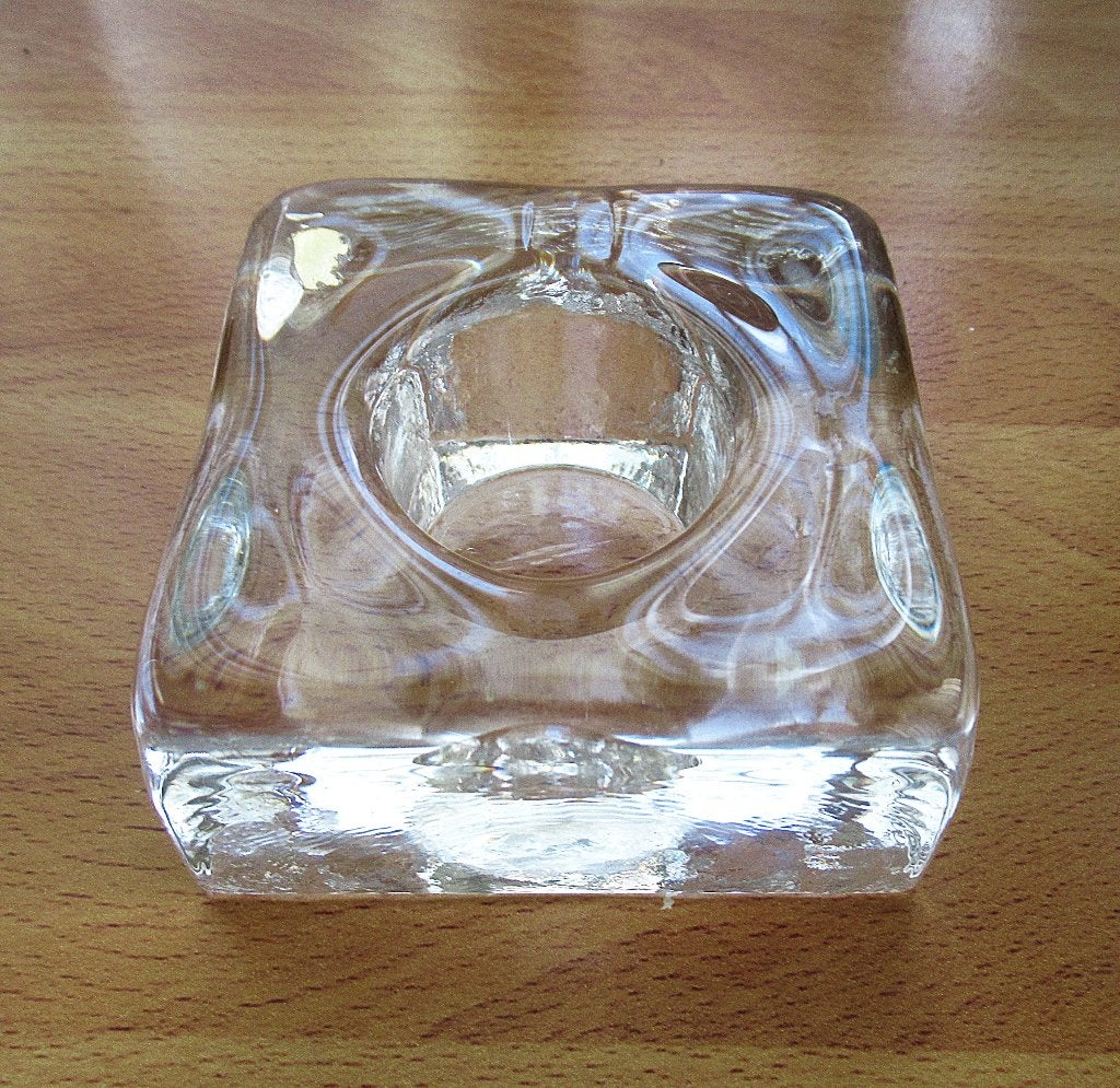 Zweden met hand gemaakt art glas waxinelichthouder., Antiek en Kunst, Ophalen of Verzenden