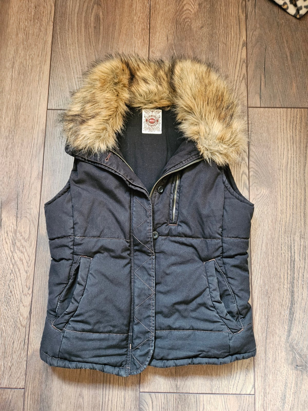 Zwarte Ralph Lauren Bodywarmer met Bontkraag - Maat M, Maat 38/40 (M), Zwart, Ophalen of Verzenden, Ralph Lauren
