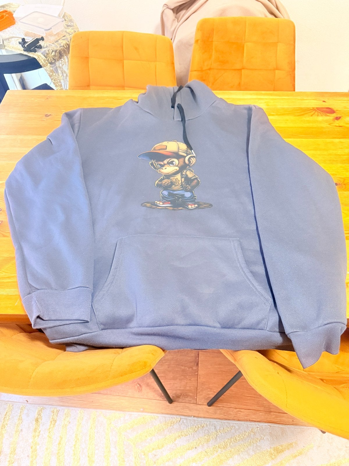 Grijze hoodie XXL met stoere aap opdruk - Zo goed als nieuw, Ophalen, Zo goed als nieuw, Overige maten, Grijs