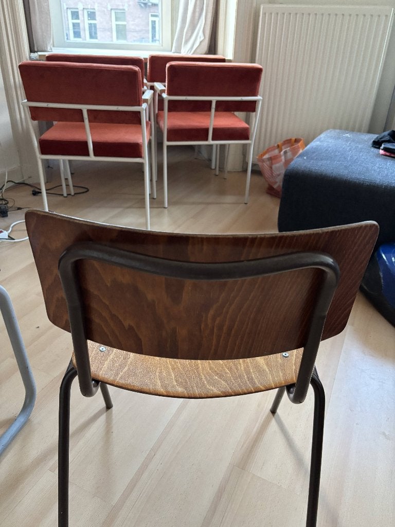 Vintage schoolstoeltjes, Huis en Inrichting, Ophalen, Gebruikt, Twee, Bruin