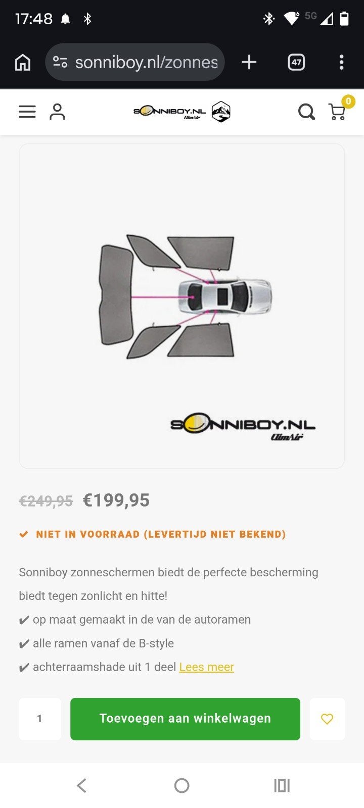 Zonnenschermen sonnibou vw sportsvan 2014-20, Ophalen, Gebruikt