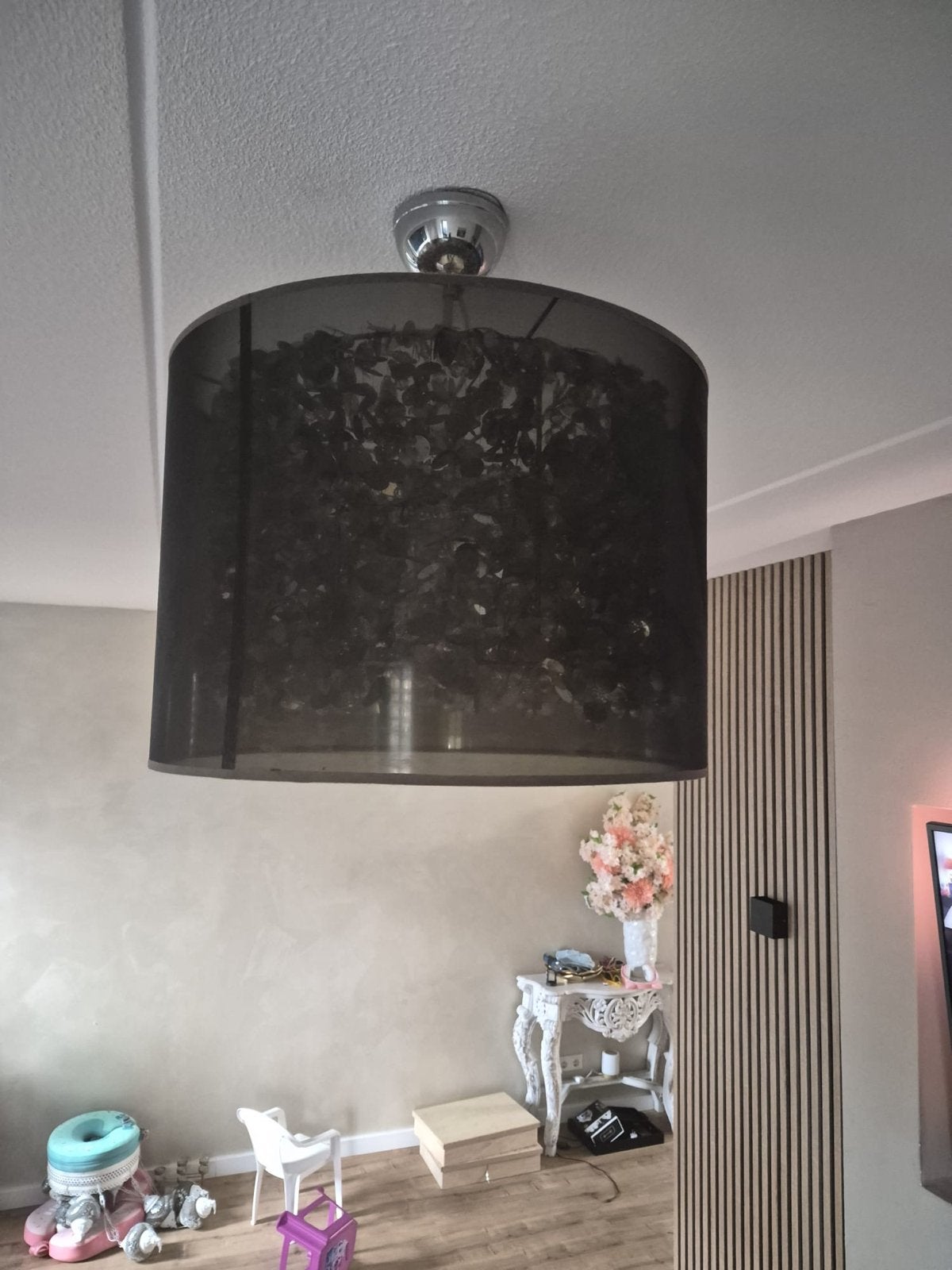 Kroonluchter met palletjes en diamantjes - Ø 50 cm, Ophalen, Gebruikt, Metaal