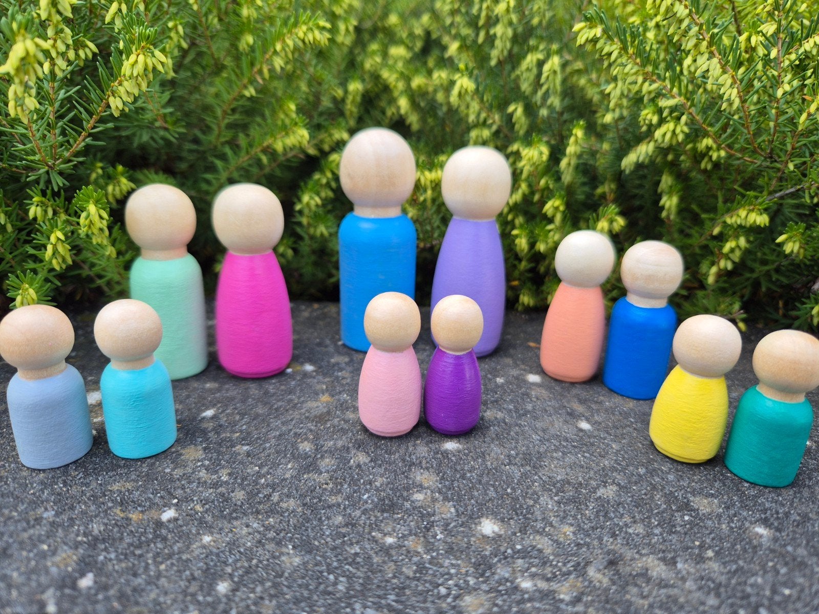Houten peg dolls familie set - 12 stuks, Ophalen of Verzenden, Zo goed als nieuw, Overige typen