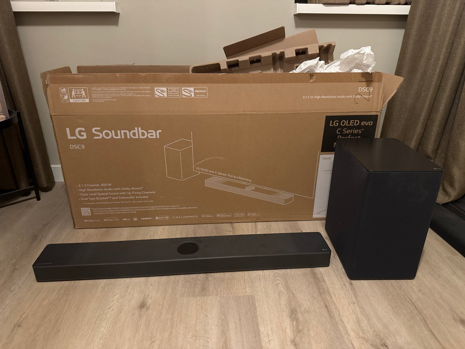 LG Soundbar DSC9 met subwoofer - Nieuw in doos, Soundbar, 70 watt of meer, Nieuw, Overige spelers
