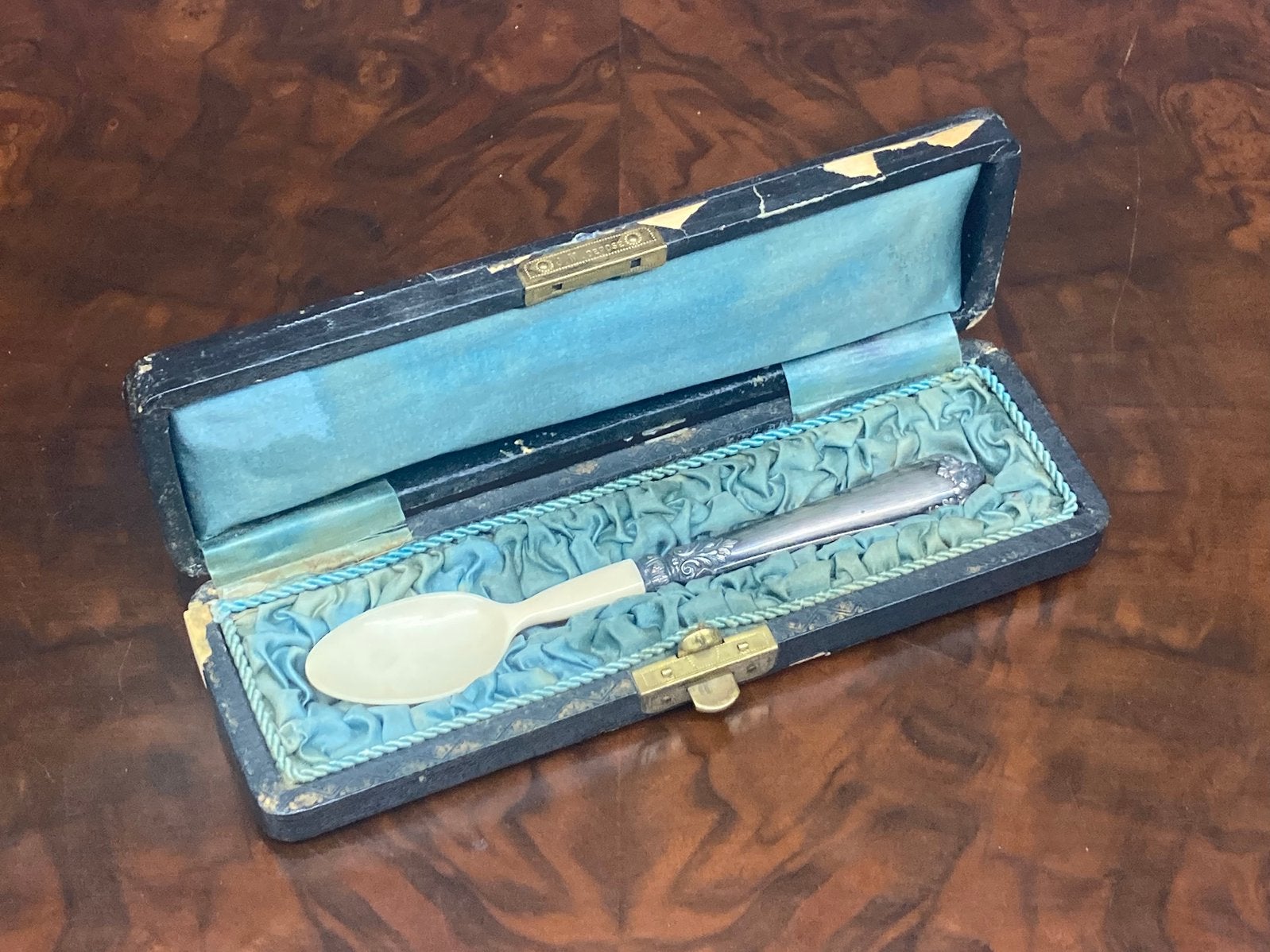 Antieke Franse kaviaarlepel J.M. Depose zilver 19e eeuws, Ophalen of Verzenden