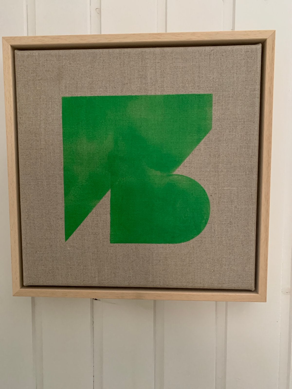 Abstract Groen Kunstwerk op Canvas in Houten Lijst, Antiek en Kunst, Abstract, Ophalen of Verzenden, Ingelijst, Overige technieken
