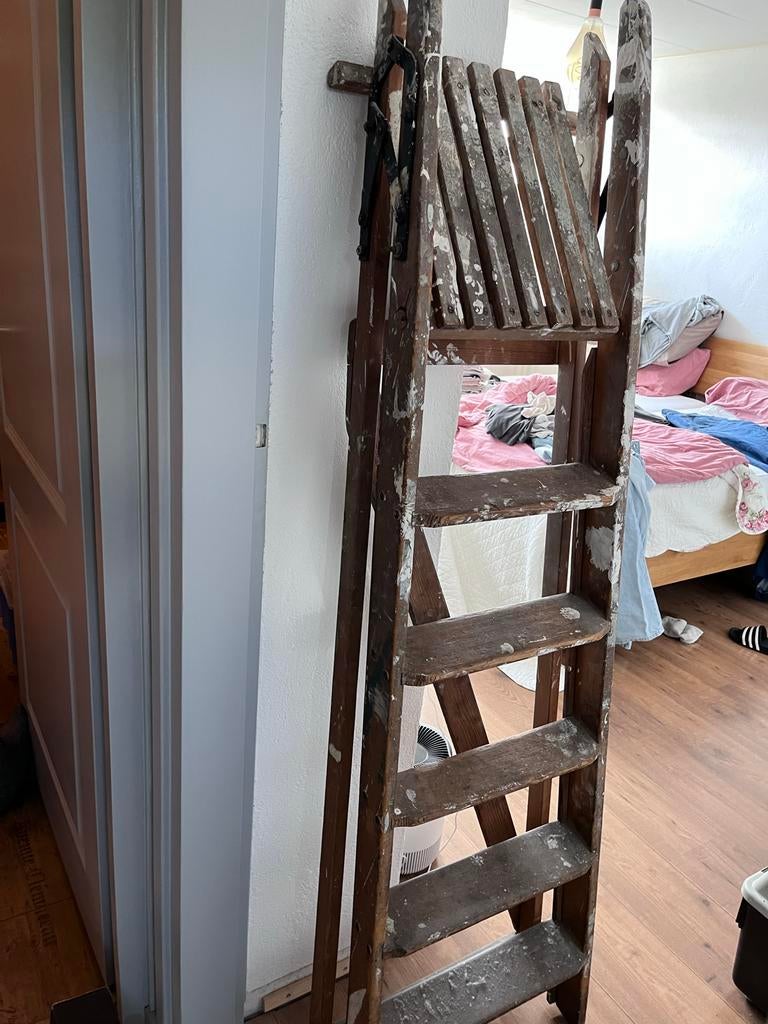 Oude houten trap/ladder - Gebruikt, Antiek en Kunst, Ophalen