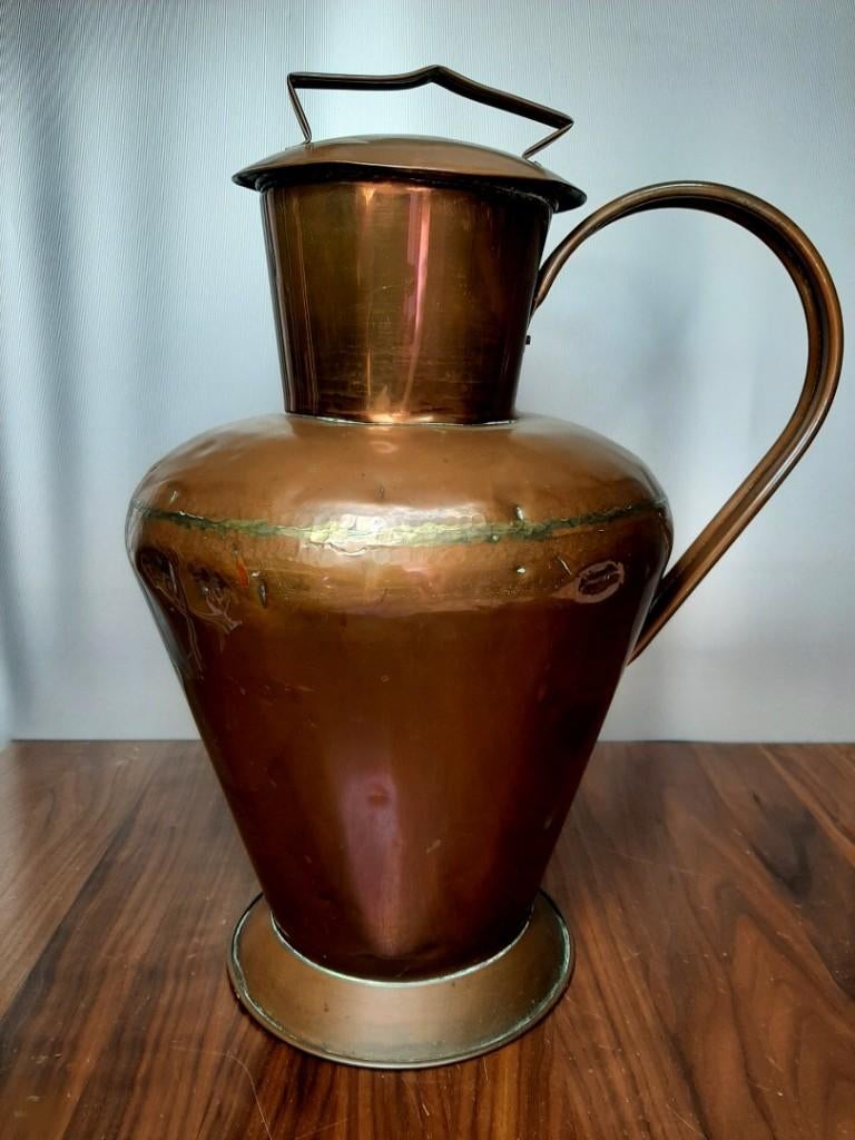 Een grote vintage sier kan van koper.  42,5 cm. hoog /1 kg., Ophalen of Verzenden, Koper