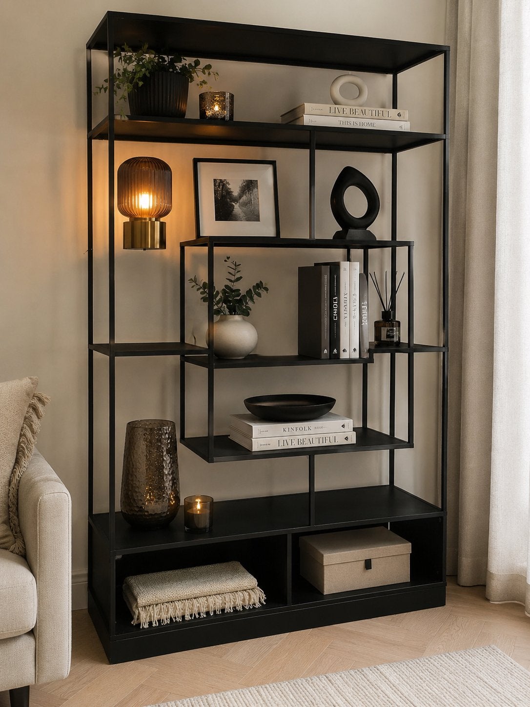 Metalen kast met houten onderstel - 204x120 cm, Ophalen, Met plank(en), 100 tot 150 cm, 200 cm of meer