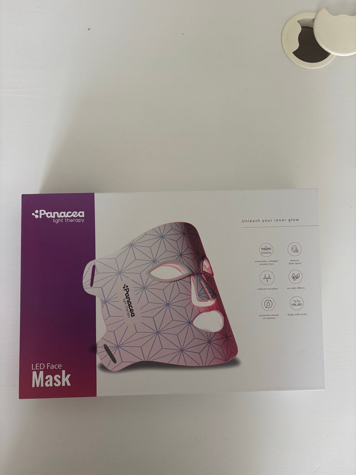 Panacea LED Gezichtsmasker - Lichttherapie voor Huidverzorgi, Ophalen of Verzenden, Zo goed als nieuw, Gehele gezicht, Verzorging