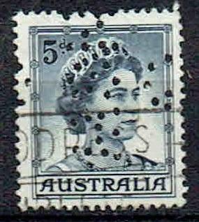 Australië 1959 Koningin Elisabeth Perfins, Verzenden, Gestempeld, Koningshuis
