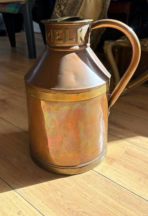 Antieke koperen melkkan met deksel, Antiek en Kunst, Antiek | Koper en Brons, Ophalen, Koper
