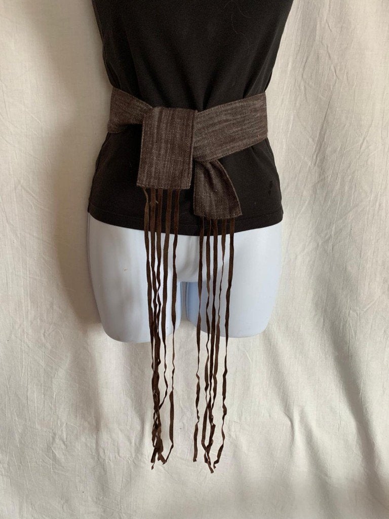 mooie brede bruinen stoffen riem., ., 90 tot 100 cm, Ophalen of Verzenden, Zo goed als nieuw