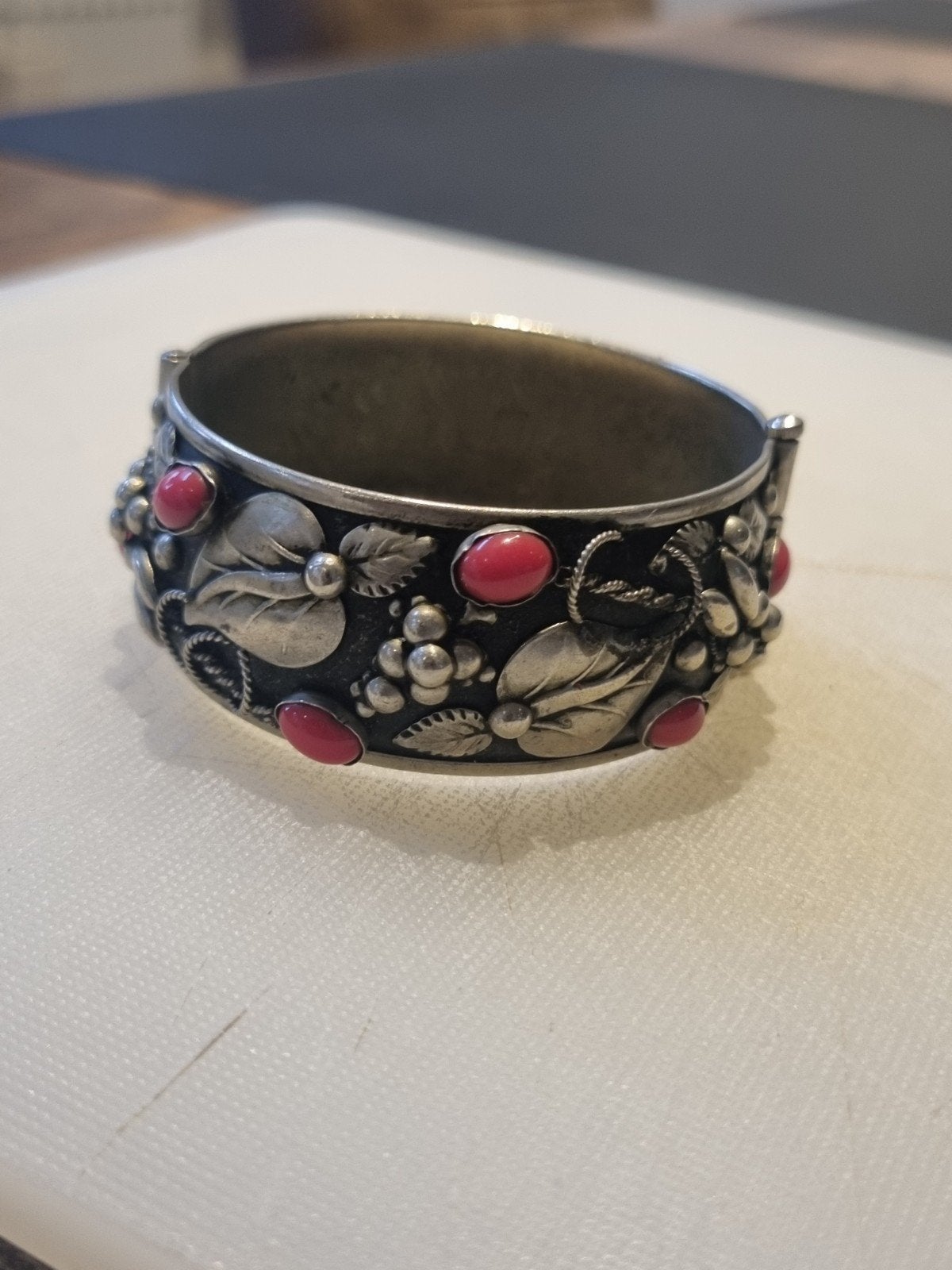 Prachtige vintage zilveren koraal armband, Overige materialen, Gebruikt, Ophalen of Verzenden, Met bedels of kralen