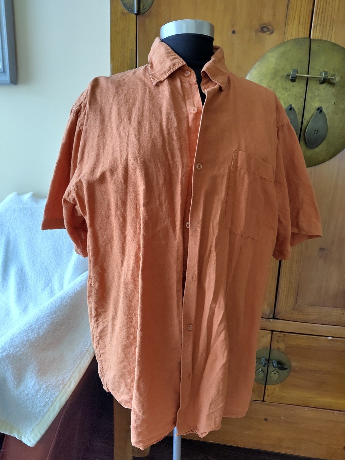 Oranje linnen overhemd 60cm  lengte, Kleding | Heren, Overhemden, Ophalen of Verzenden, Zo goed als nieuw, Oranje
