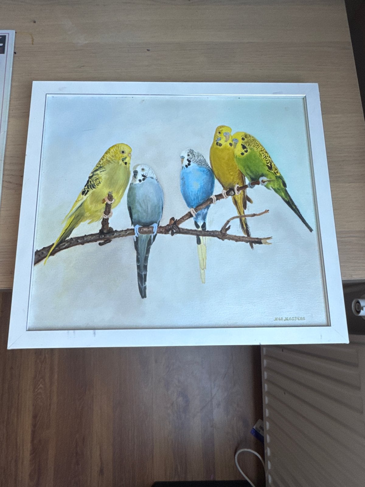 schilderij van Jean Janssens, Ophalen, Dieren, Textiel, Gesigneerd