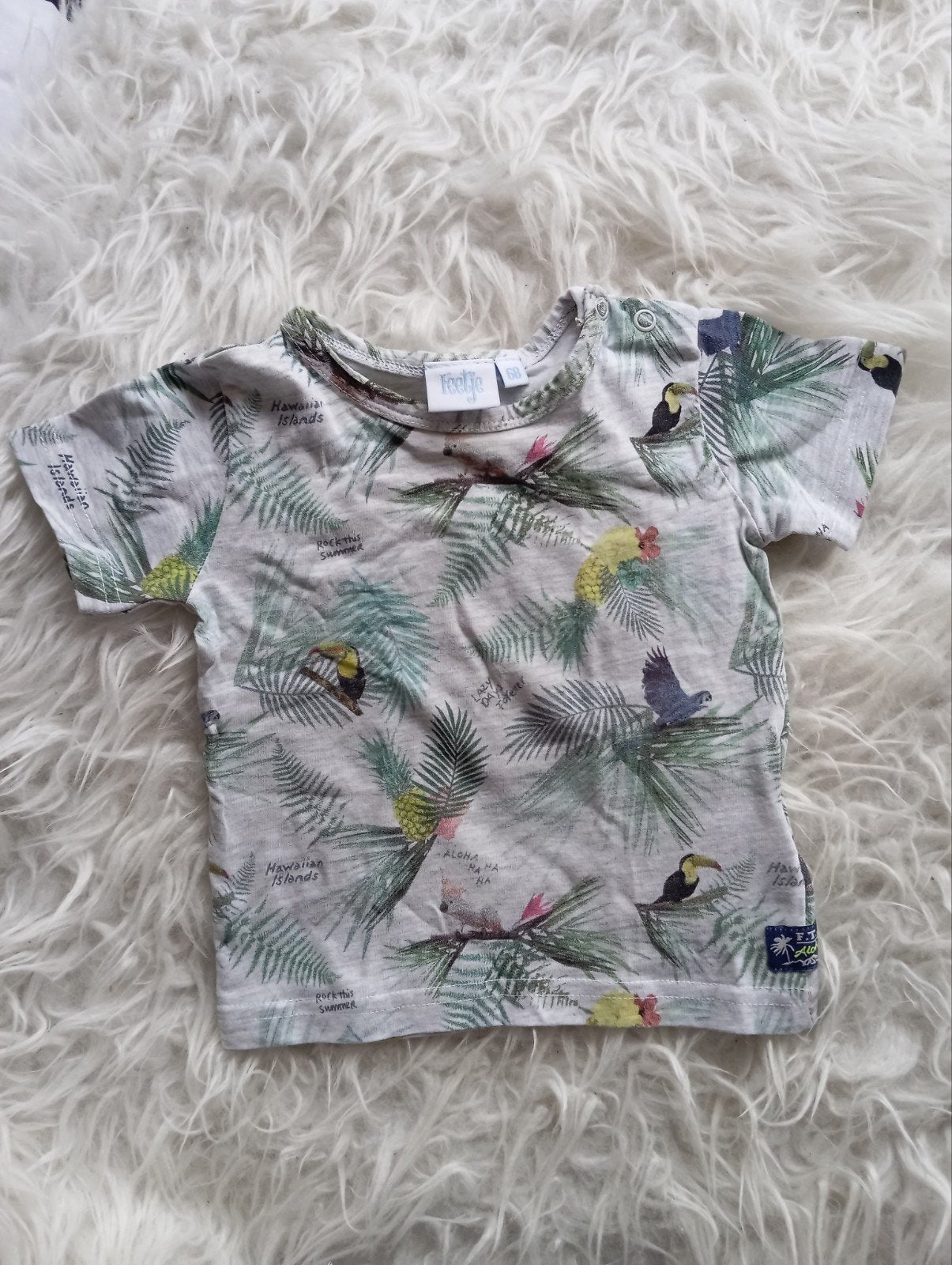 Feetje T-shirt maat 68 met vogel- en bladerenprint, Kinderen en Baby's, Babykleding | Maat 68, Ophalen of Verzenden, Zo goed als nieuw