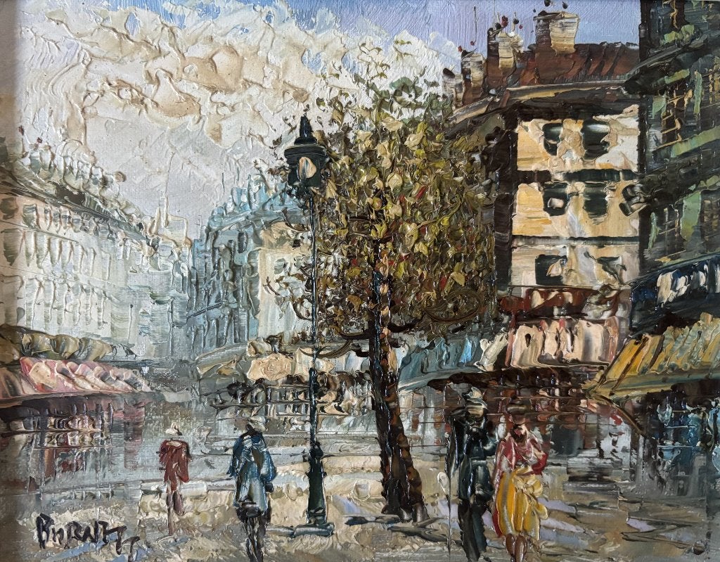 Caroline C. Burnett (1877–1950) – Parijs straatgezicht, Doek, Impressionistisch, Ophalen of Verzenden, Olieverf