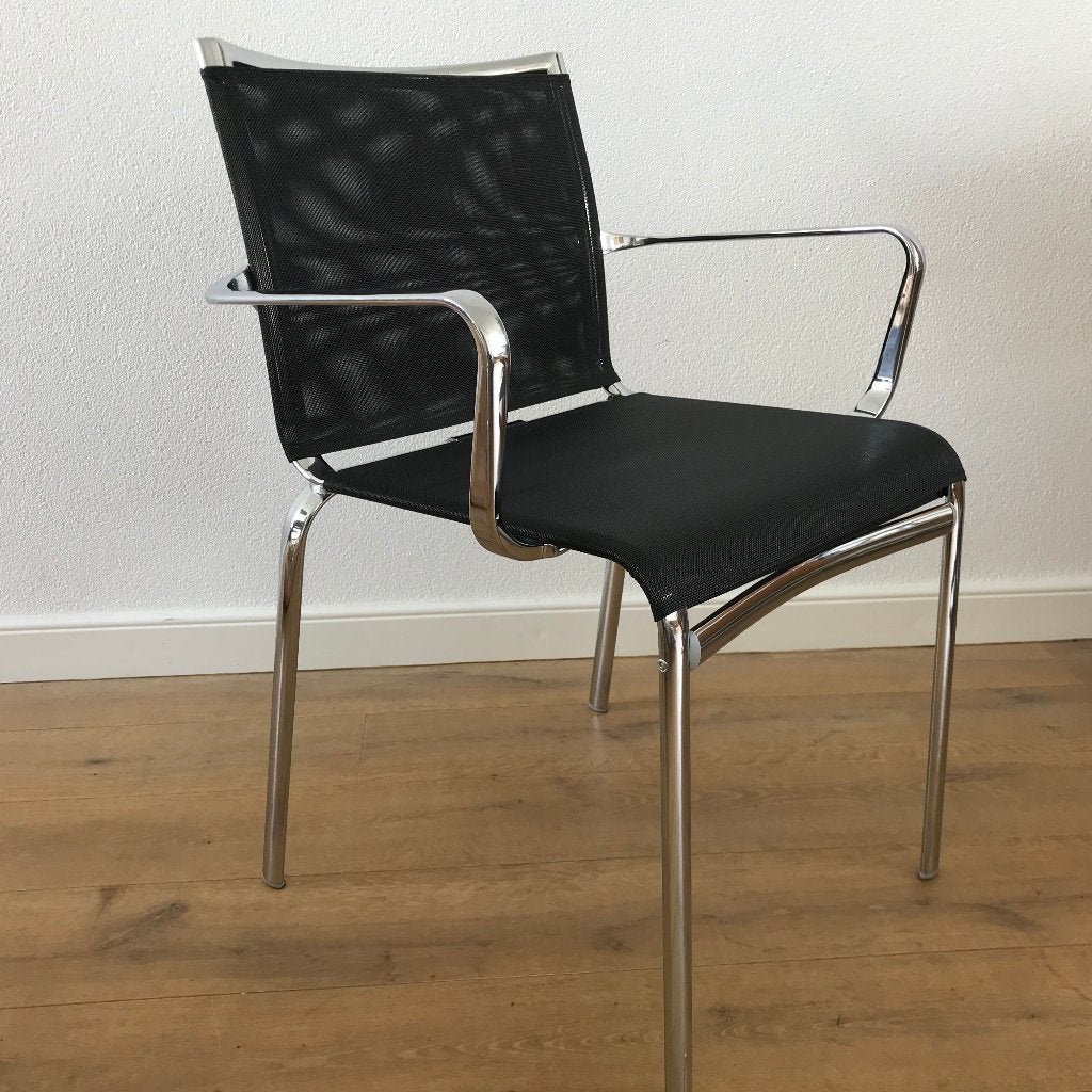1 WIDE Bontempi Casa breed NET design stoel chroom, Ophalen, Zwart, Zo goed als nieuw, Nvt