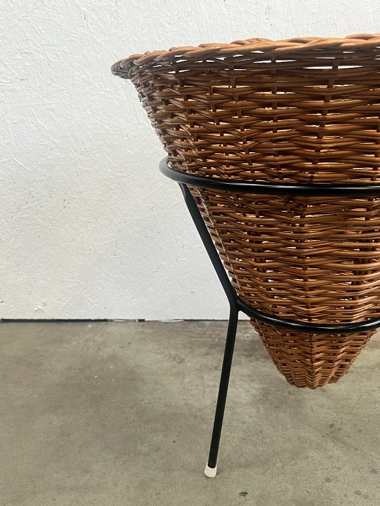 Vintage Rieten Puntmand / Plantenmeubel, Nederland 1960's, Ophalen, Gebruikt, Mand, Onbekend
