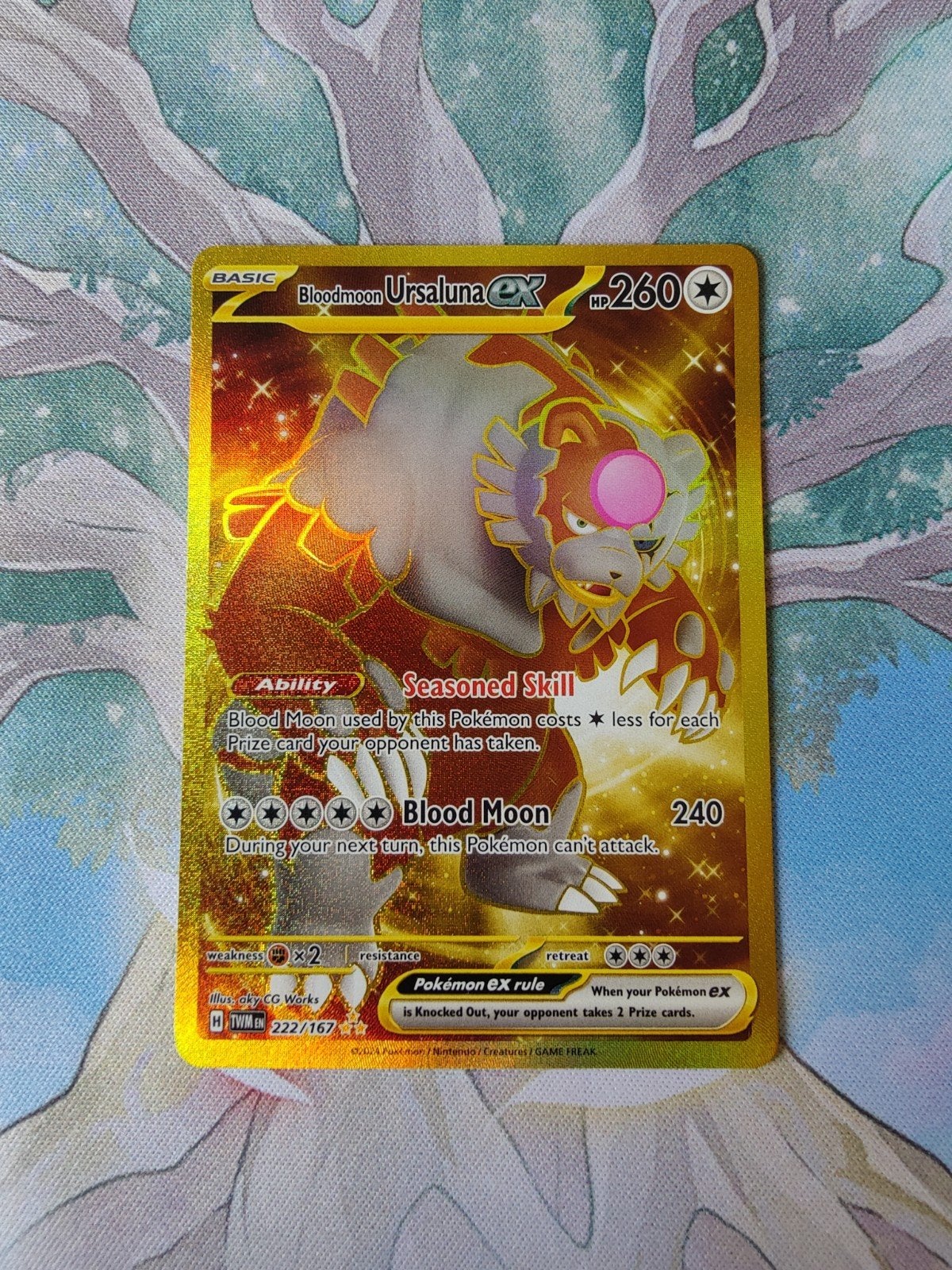 Pokemon twilight masquerade bloodmoon ursaluna ex 222/167, Ophalen of Verzenden, Nieuw, Losse kaart, Foil