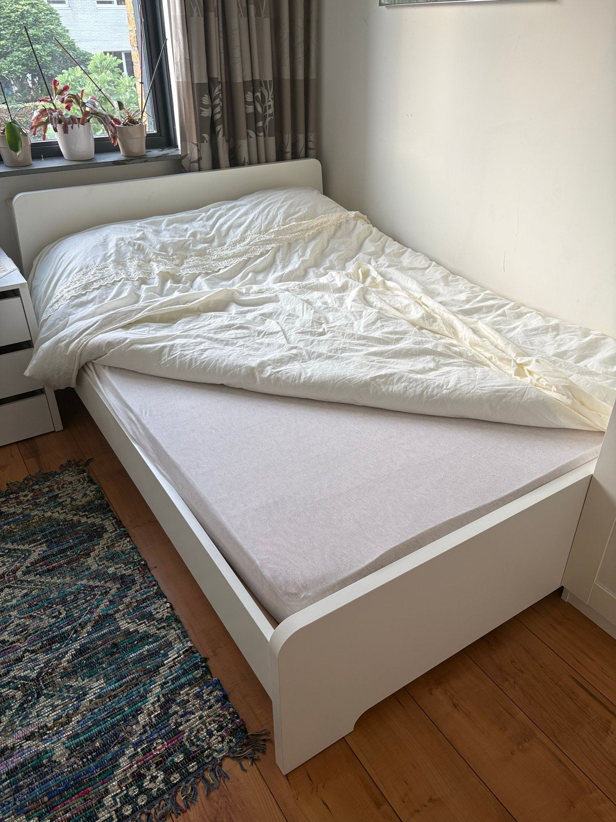 IKEA bed 140/200 - Wit tweepersoonsbed, Gebruikt, Wit, Tweepersoons, 200 cm