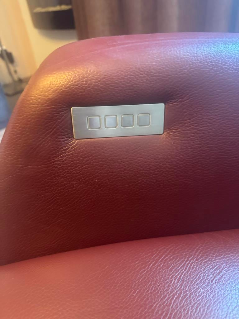 Bordeaux rode elektrische relaxfauteuil - Leer, Ophalen, Zo goed als nieuw, Leer, 75 tot 100 cm